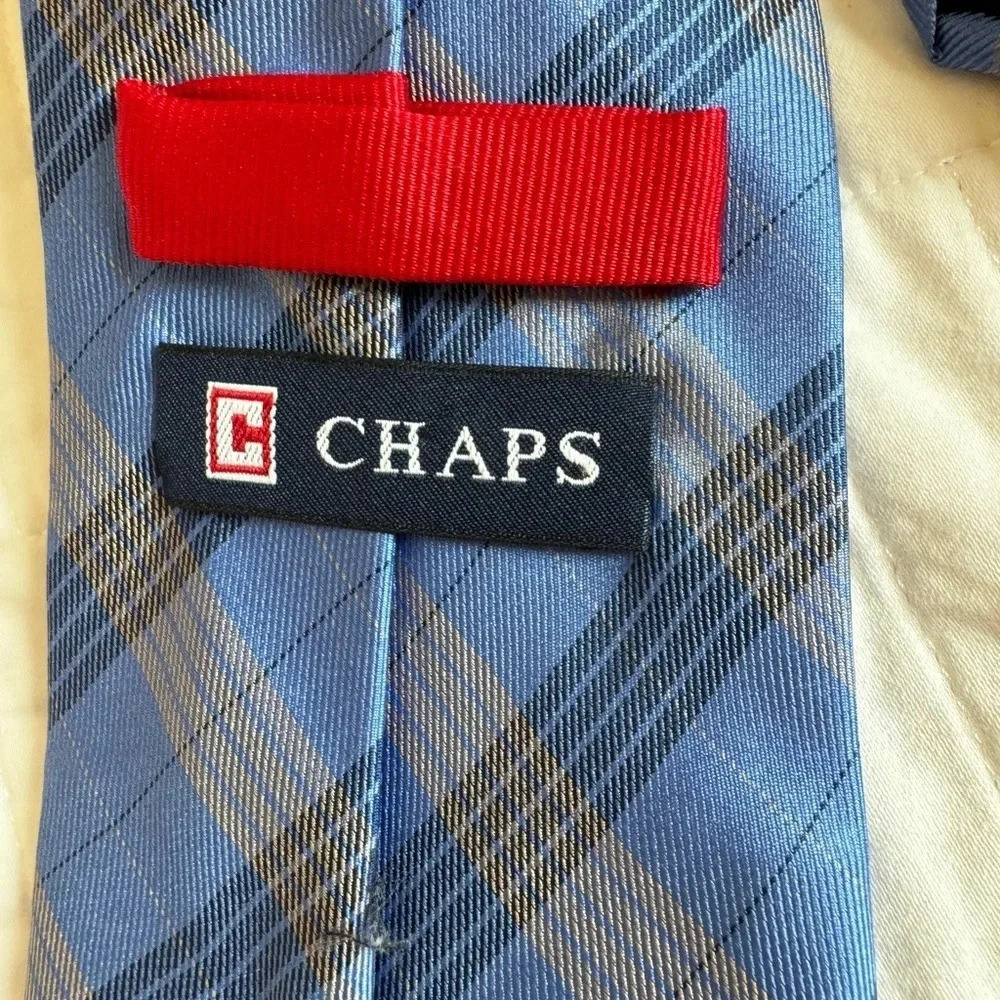 Chaps Blue Plaid Tie - Picture 4 of 5
